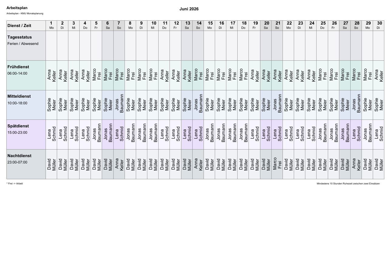 Dienstplan als PDF