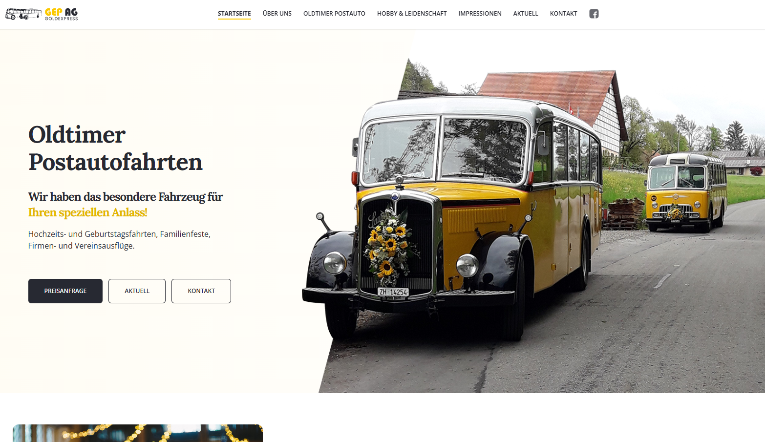 Webauftritt GEP AG – Goldexpress Oldtimer-Postauto