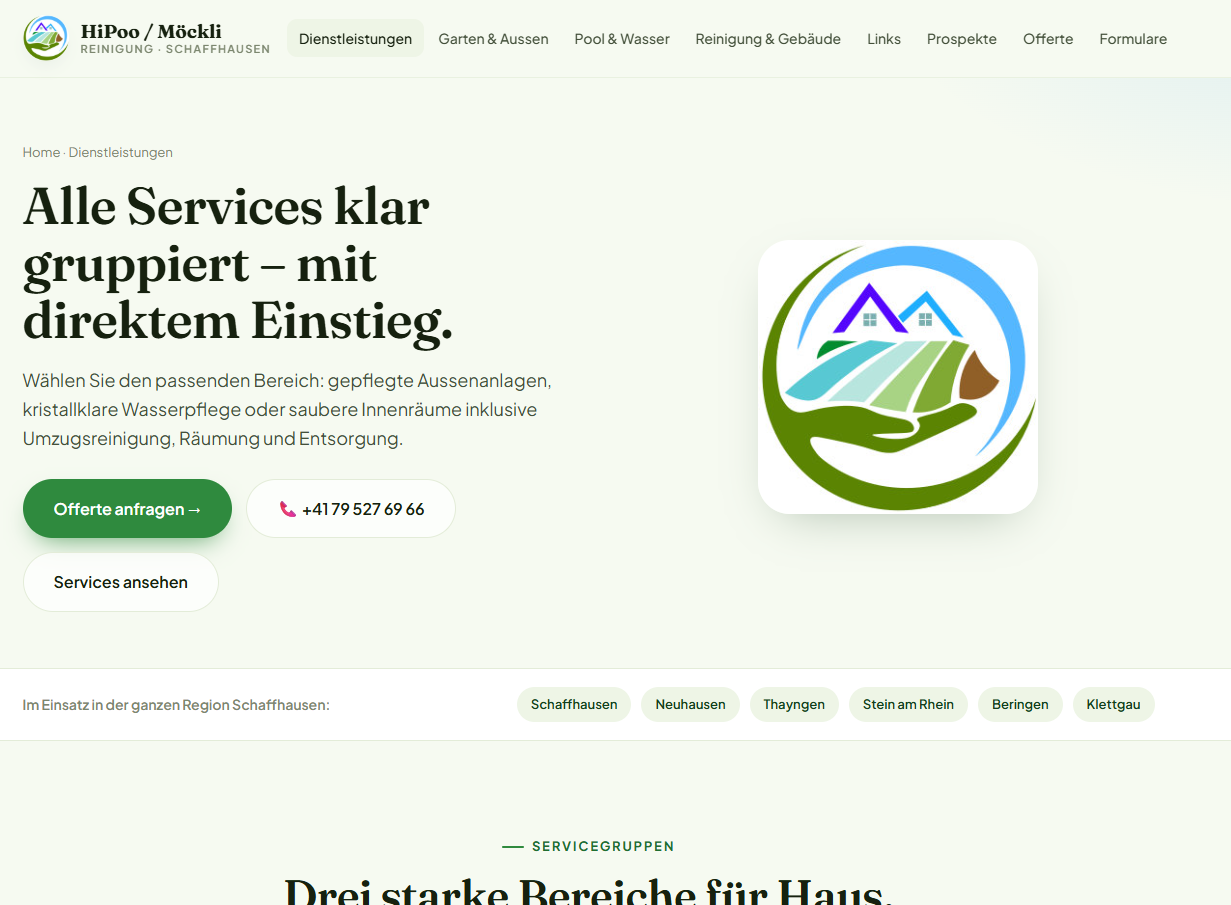 Webauftritt HiPoo / Möckli Reinigung
